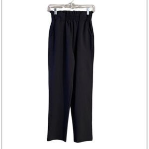 Grace Karin size small Black Paperbag Waist High Rise Pants no belt EUC